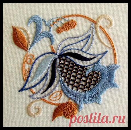 Якобинская вышивка
Впервые узнала о таком названии. Но еще и некоторые нюансы технологии...