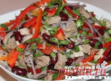 Салат из фасоли с мясом и кинзой «Тбилиси» | Фоторецепт с подробным описанием от Харч.ру