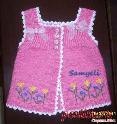 Приглашение связать он-лайн Жилет детский с цветочками.