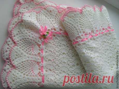 Купить Детский плед "Нежность" - белый, детский плед, плед, плед для новорожденного, плед крючком