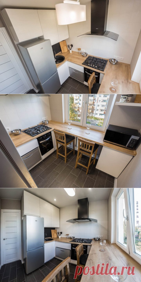 Белая кухня на 6 квадратах