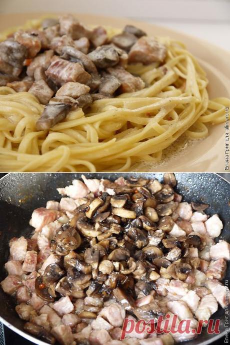 Паста с грибами и мясом / Рецепты с фото