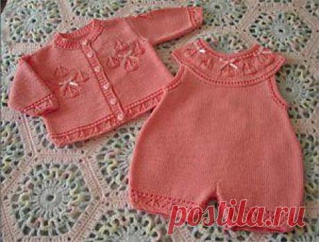 Розовый комплект (из серии Вязание для детей) | Вязание спицами, крючком, уроки вязания