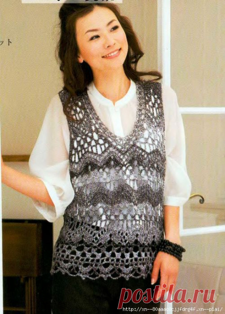Жилет из меланжевой пряжи