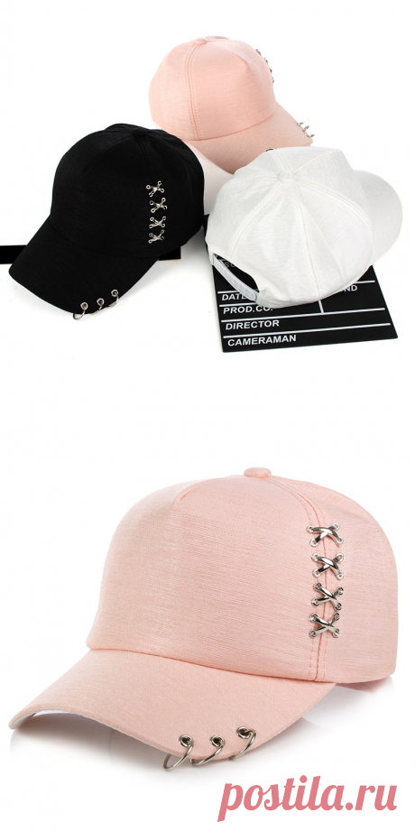 Кепка унисекс летняя однотонная с пирсингом и стальными крестиками - Аксессуары для одежды / СЮРПРАЙЗ