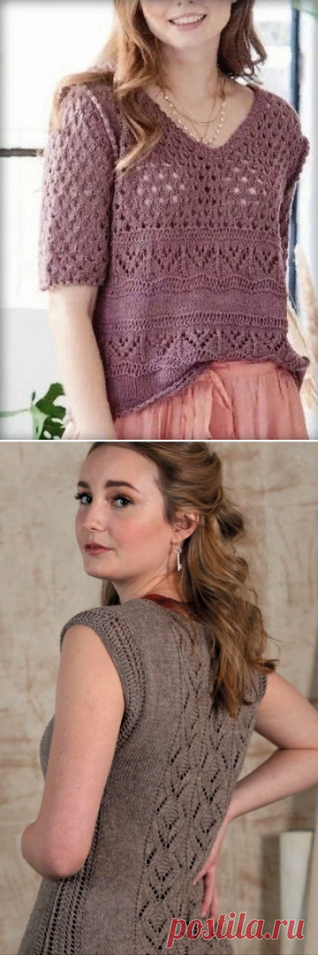 Топы, туники, футболки спицами на лето (фото, схемы)(4) | ШалиГали – о вязании с любовью | Дзен