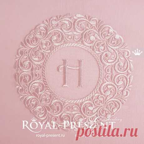 Дизайн машинной вышивки Круглая рамка для монограммы