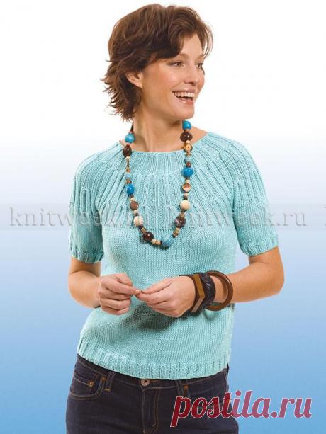 Свитер с узором резинка на кокетке на knitweek.ru