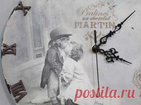 Декупаж часов в Винтажном стиле, шебби-шик.