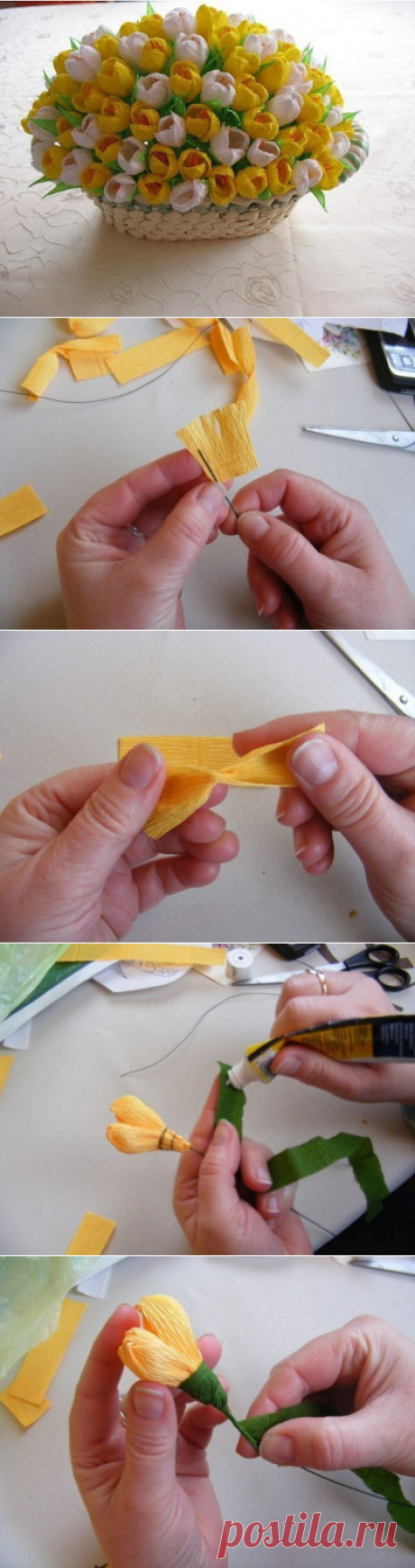 Крокусы из гофрированной бумаги. Мастер-класс