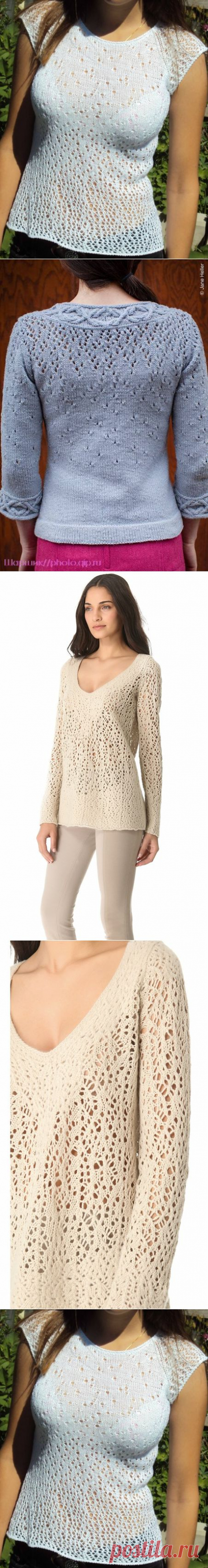 Нерегулярный ажур спицами "Капельки дождя на стекле".