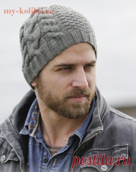 Мужская шапка спицами со жгутами Finnley's Hat от DROPS Design