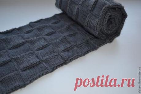 Шарф мужской вязанный Моренго в клеточку – купить в интернет-магазине на Ярмарке Мастеров с доставкой - 5XRD5RU | Владимир