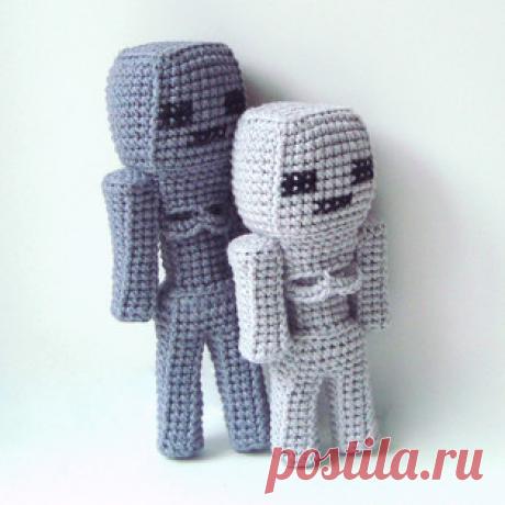 Скелет и Скелет-иссушитель амигуруми. Схемы и описания для вязания игрушек крючком! Бесплатный мастер-класс от Наталии Лобзовой по вязанию Скелета и Скелета-иссушителя - персонажей популярной игры Майнкрафт. Высота вязаных крючком игр…