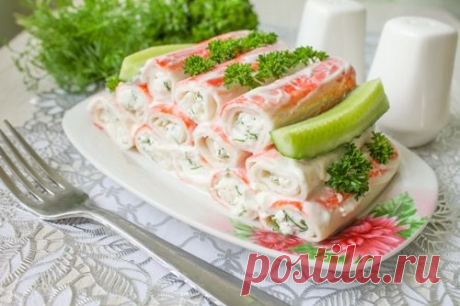 Супер-закуска из фаршированных крабовых палочек