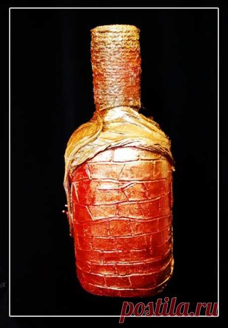 Декор бутылки тканью