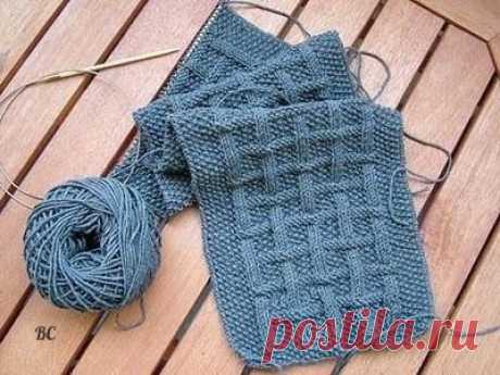 Стильный мужской шарф спицами