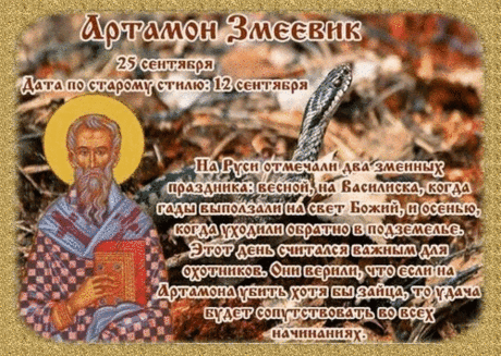 Существовало поверье, что подстрелить в этот день зайца — к богатой добыче в будущем. Открытки на День Памяти Артамона Змеевика!