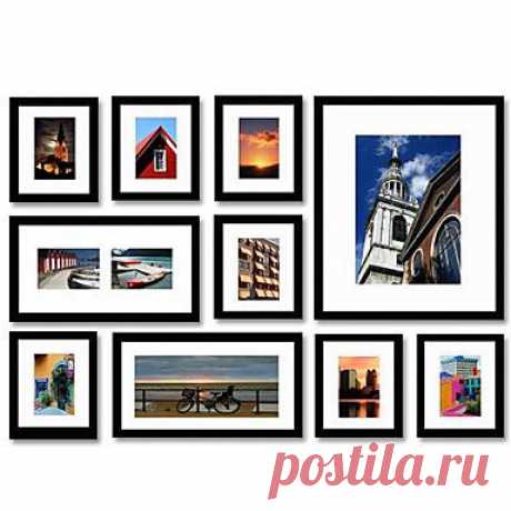 Набор-коллаж из 10 фоторамок (деревянные прямоугольные черные) - RUB p. 3 675,76