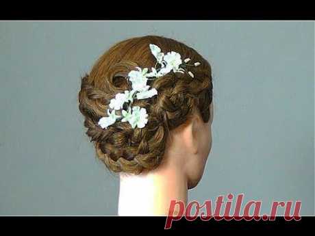 Вечерняя прическа на средние волосы. Romantic braided hairstyles - YouTube