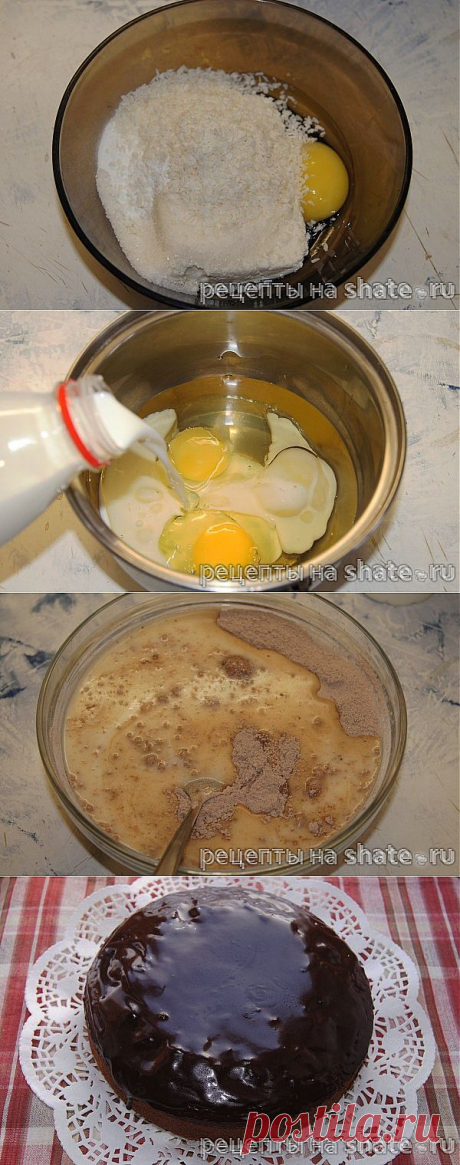 Шоколадный торт с творожно-кокосовыми шариками.