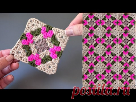 Простой яркий мотив крючком из остатков пряжи, который стоит связать! вязание крючком
