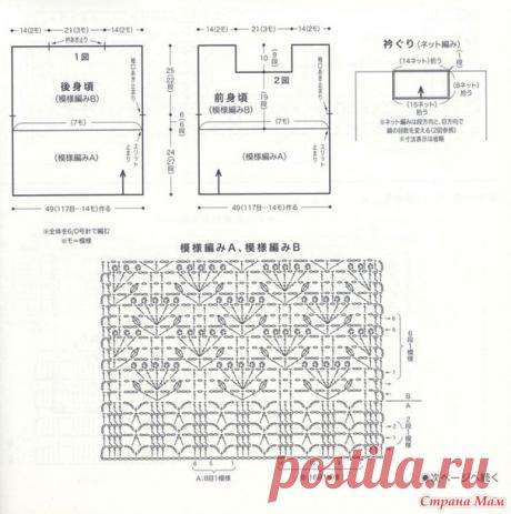 Туника с двумя узорами и разрезами по бокам. Крючок. - ВЯЗАНАЯ МОДА+ ДЛЯ НЕМОДЕЛЬНЫХ ДАМ - Страна Мам