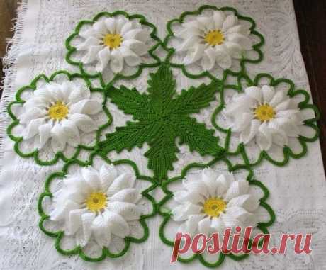 КРАСИВАЯ САЛФЕТКА «РОМАШКИ». СХЕМА (Вязание крючком ) | Журнал Вдохновение Рукодельницы