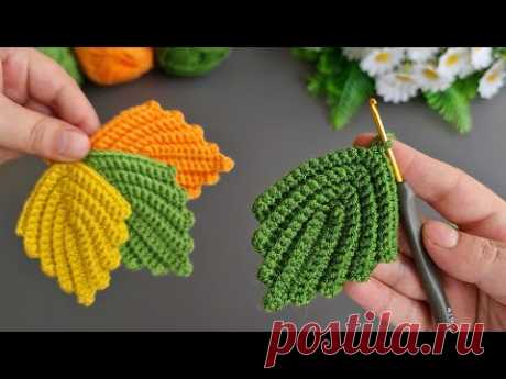 Wow!. 😇 It's Very Easy! How to make a super eye-catching crochet leaf.Great crochet knitting pattern