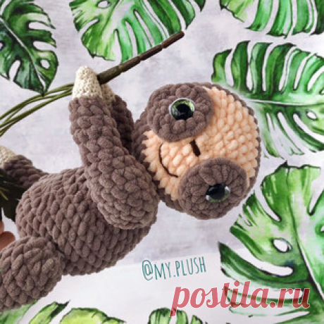 Ленивец Соня амигуруми. Схемы и описания для вязания игрушек крючком! Бесплатный мастер-класс от Натальи Кажуро по вязанию плюшевого ленивца крючком. Высота вязаной игрушки примерно 25 см. Для изготовления ленивой зверюш…