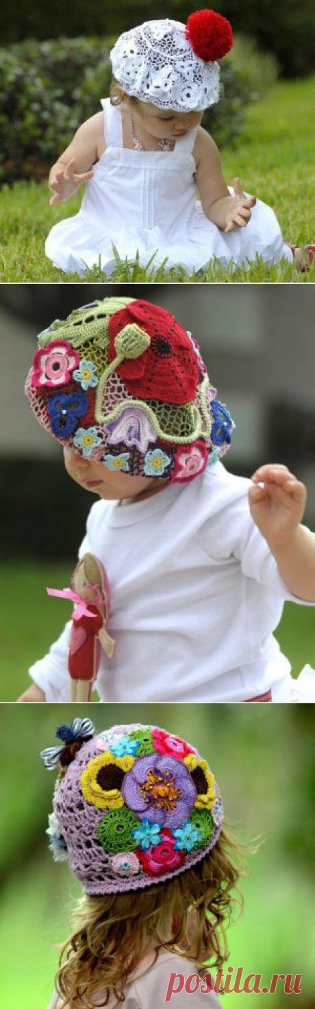 Вязанные шапочки для лета | Вязание для детей красивые идеи без схем