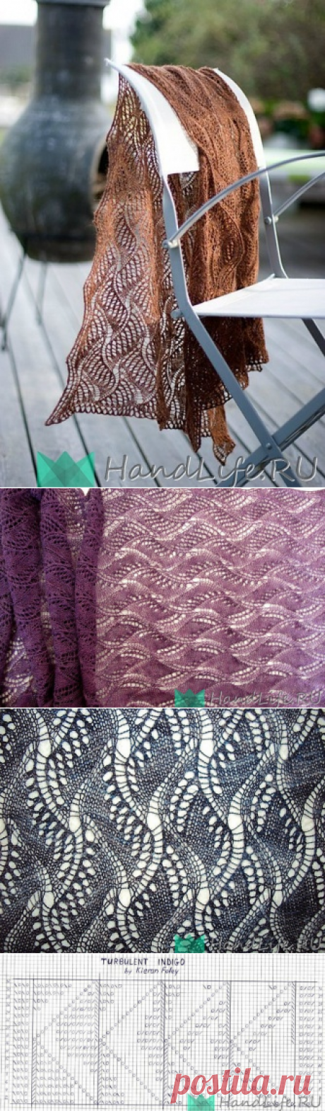 Узор спицами для палантина / Вязание