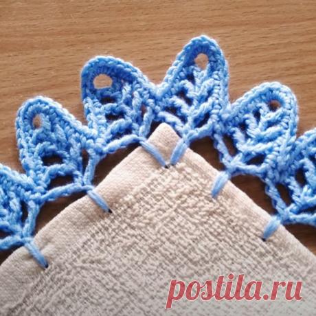 Отделка края полотенца крючком. Кайма крючком «Листья» | Креаликум