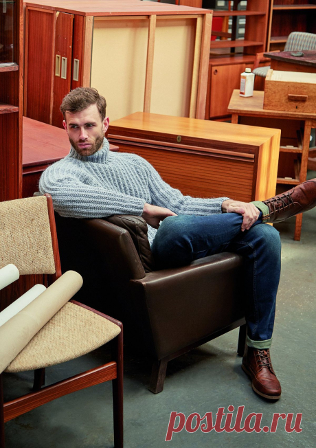 Мужской свитер спицами