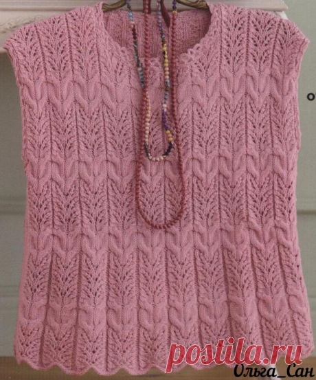 Розовый топ спицами — HandMade