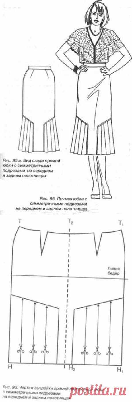 Шьем юбки на любой вкус - 12. Прямая юбка с симметричными подрезами на переднем и заднем полотнищах