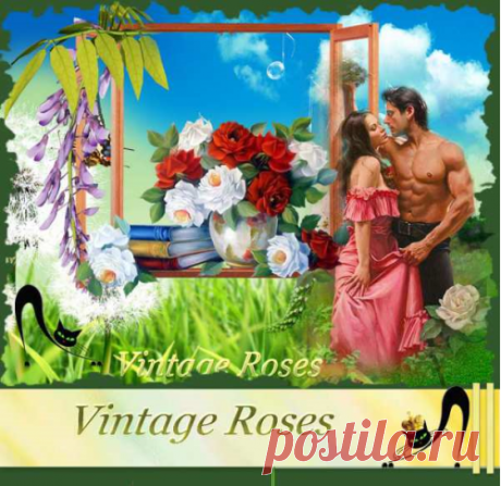 Винтажные цветы в формате PNG .