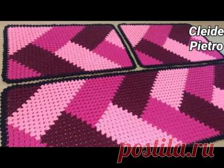 Jogo de cozinha Patchwork em  crochê..Em comemoração à 1 ano do canal com passo a passo