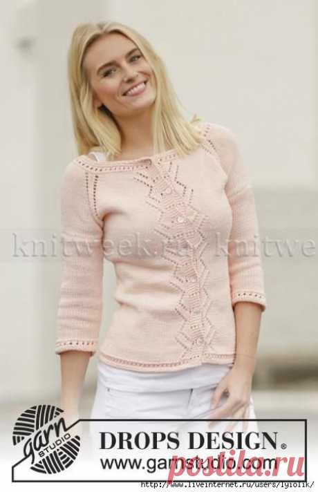 Жакет реглан спицами с укороченными рукавами