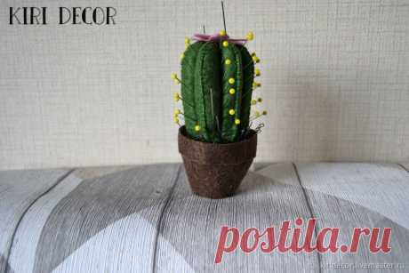 Шьем забавную игольницу в форме кактуса из фетра – Ярмарка Мастеров
