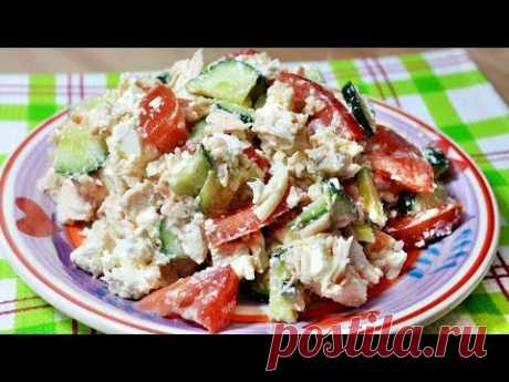 Салат без майонеза: с курицей и сыром Фета - очень пикантный, обалденный!