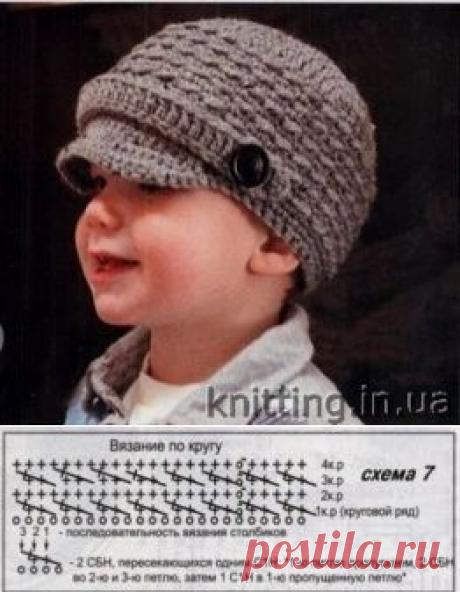 Детская вязаная кепка крючком - Пуговка - вязание спицами и крючком для всех