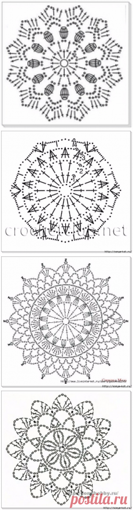 Круглые мотивы крючком схемы