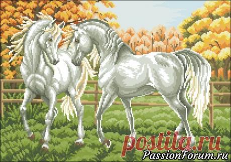Схема вышивки "Лошади на лугу" - запись пользователя Татьяна (Татьяна) в сообществе Вышивка в категории Схемы вышивки крестом, вышивка крестиком
