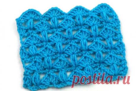 Красивый оригинальный узор Красивый ажурный узор с веерочками и пышными столбиками отлично подойдет для вязания моделей женской одежды. Узор легко преобразовать в треугольный узор для вязания шали.