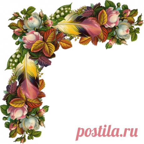 винтажные цветы в PNG для декупажа