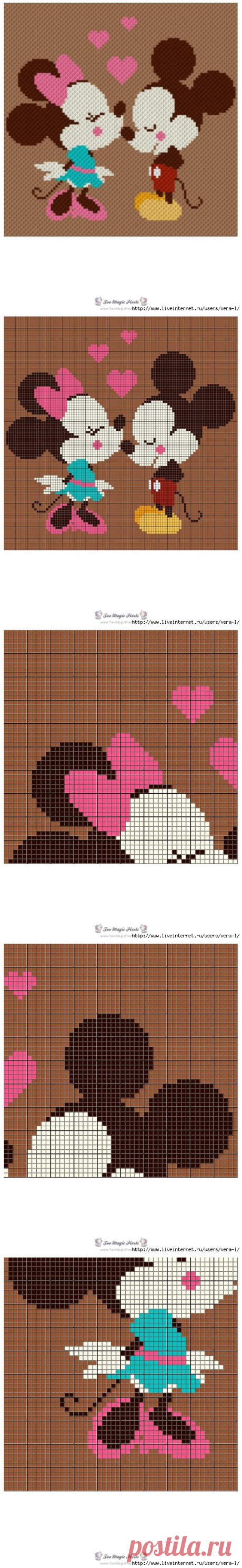 Покрывало Микки и Минни. Автор - Two Magic Pixels