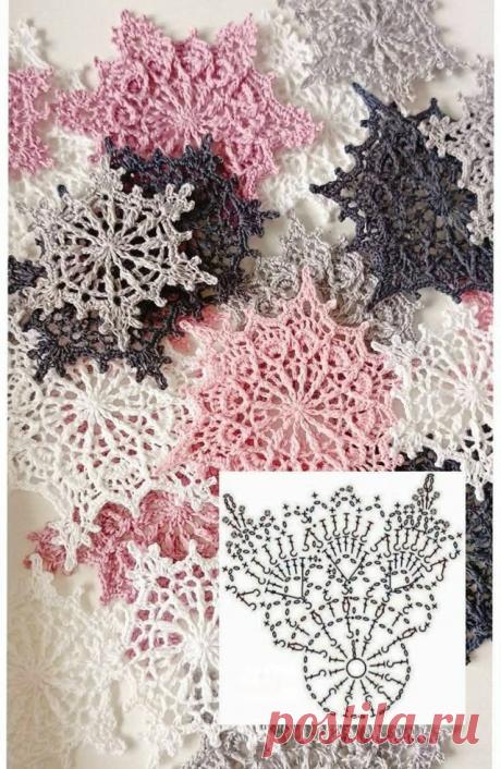 Пост на стене Изящные снежинки крючком Они как настоящие - нежные и ажурные ❄❄❄❄❄