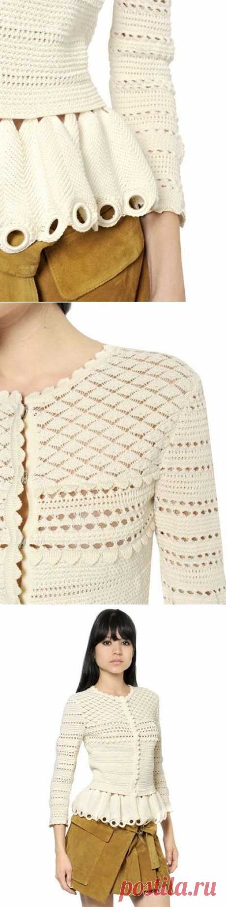 Посмотрите, как чудесная и оригинальная баска на вязаном крючком жакете от Alexander Mcqueen!!!