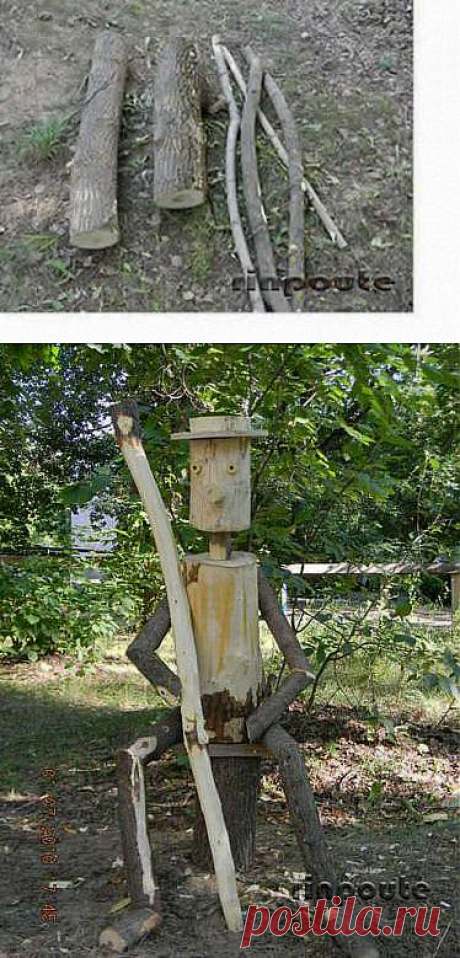 Деревянный человечек из бревен своими руками